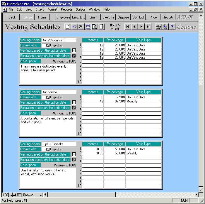 employee stock options vesting